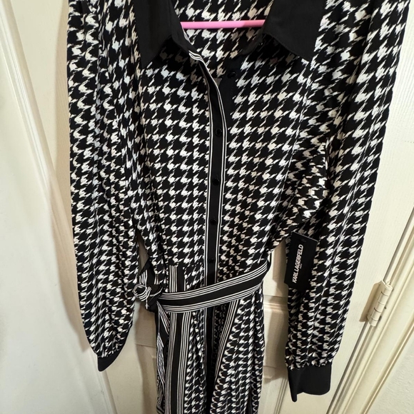 Brand New- Karl Lagerfeld Monochrome Houndstooth Shirt - Picture 2 of 9